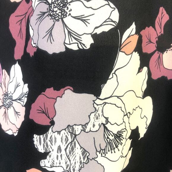 Astr The Label Tie Neck Long Sleeve Blouse Top Size S Black Pink Floral Sheer - Picture 4 of 13
